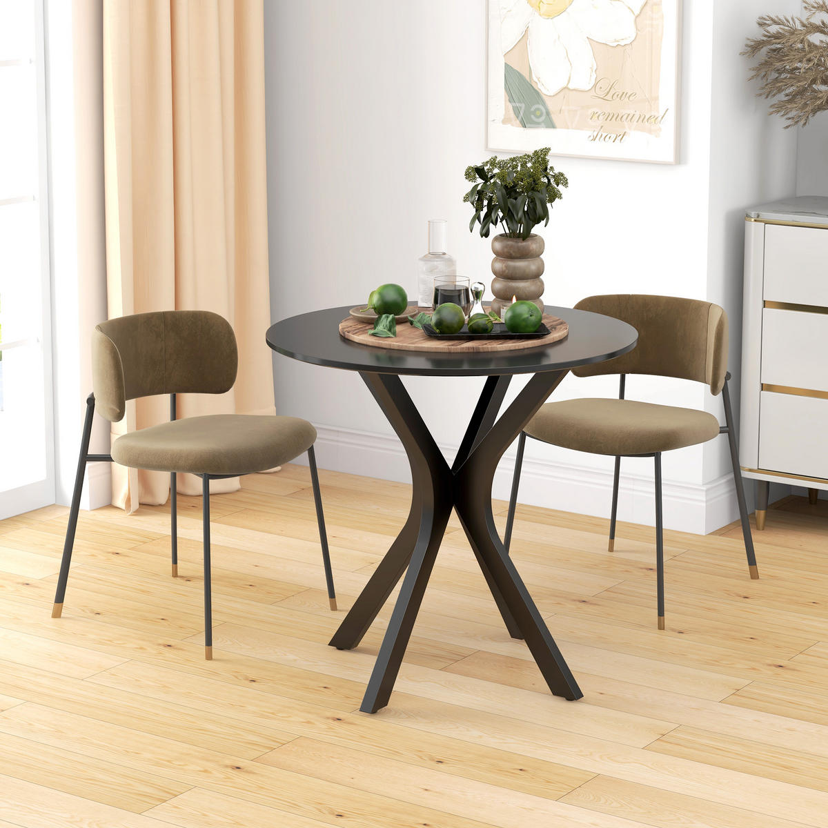 ESSTISCH, Runder Küchentisch, Moderner Esszimmertisch mit Spider-Stahlgestell - Schwarz, Kunststoff (78/78/75cm) - HOMCOM
