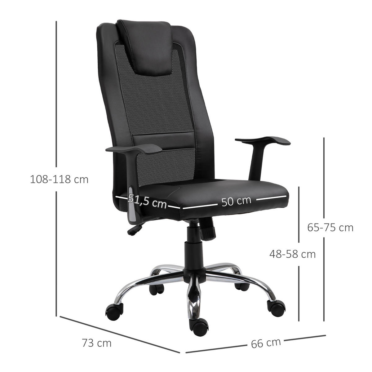 BÜROSTUHL Schwarz - Schwarz, Kunststoff/Metall (66/73/118cm) - Jamb