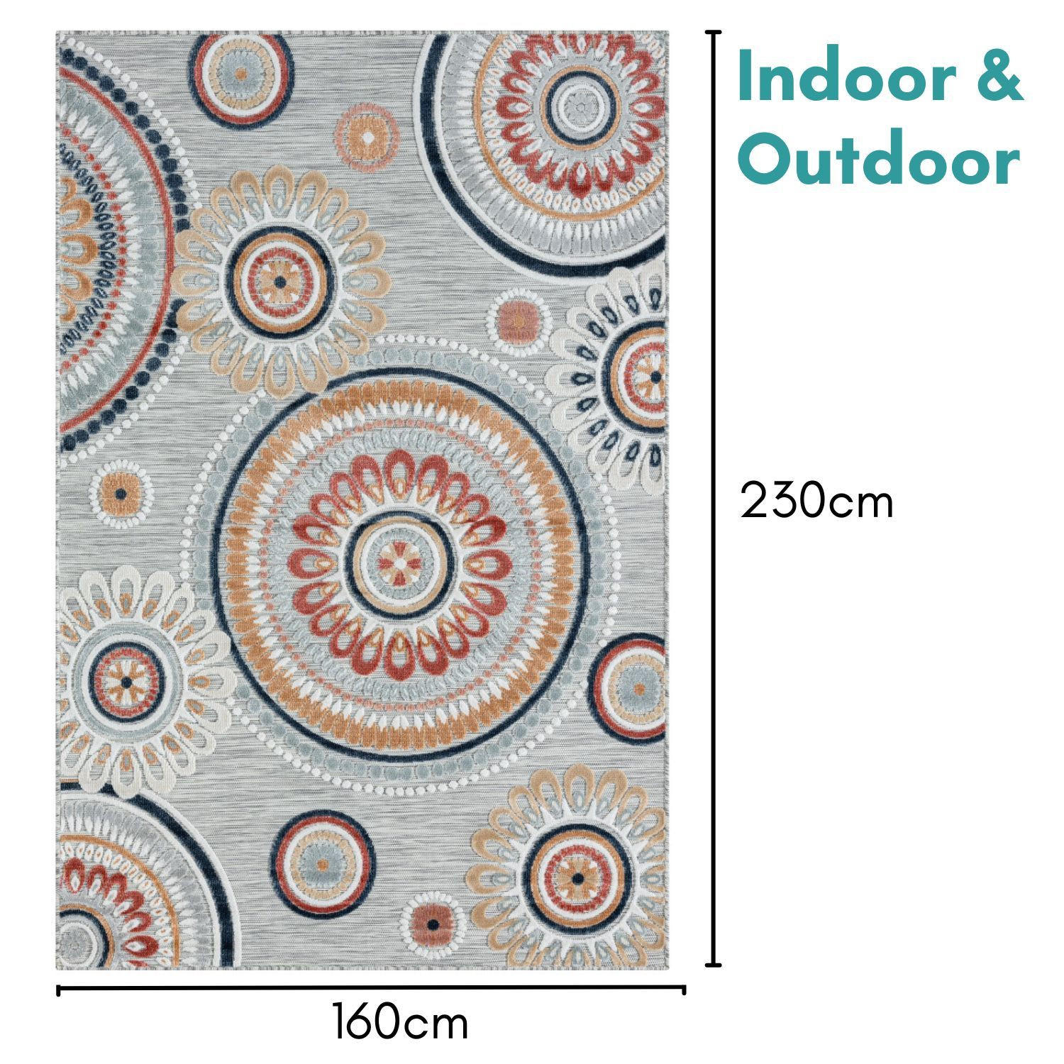 Thumbnail - My-Rug Outdoorteppich, Hellgrau, Textil, Rechteckig, 160x230 cm, UV-beständig, pflegeleicht, wasserabweisend, für Fußbod...