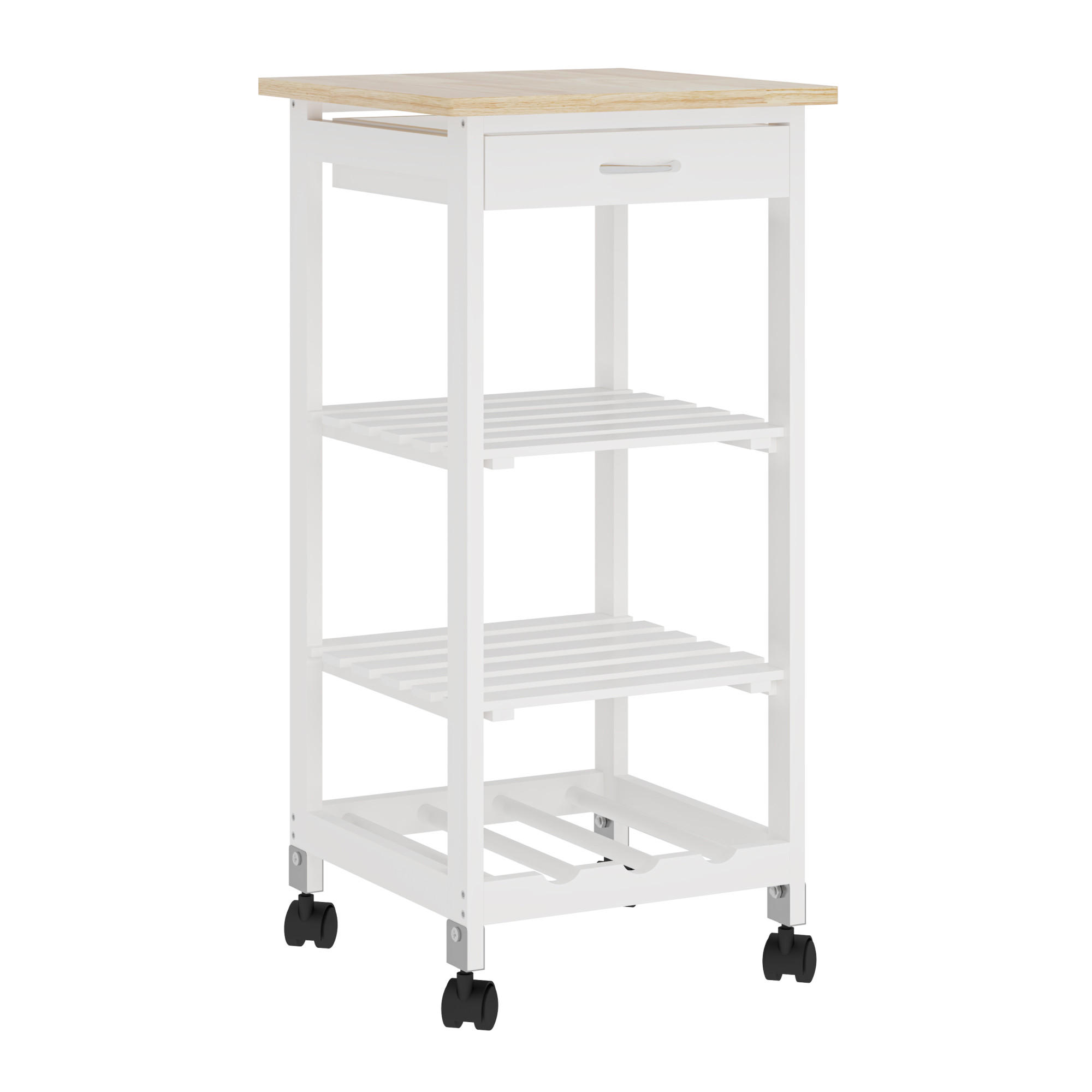SERVIERWAGEN Biel - Weiß, Holzwerkstoff (37/76/37cm) - [en.casa]