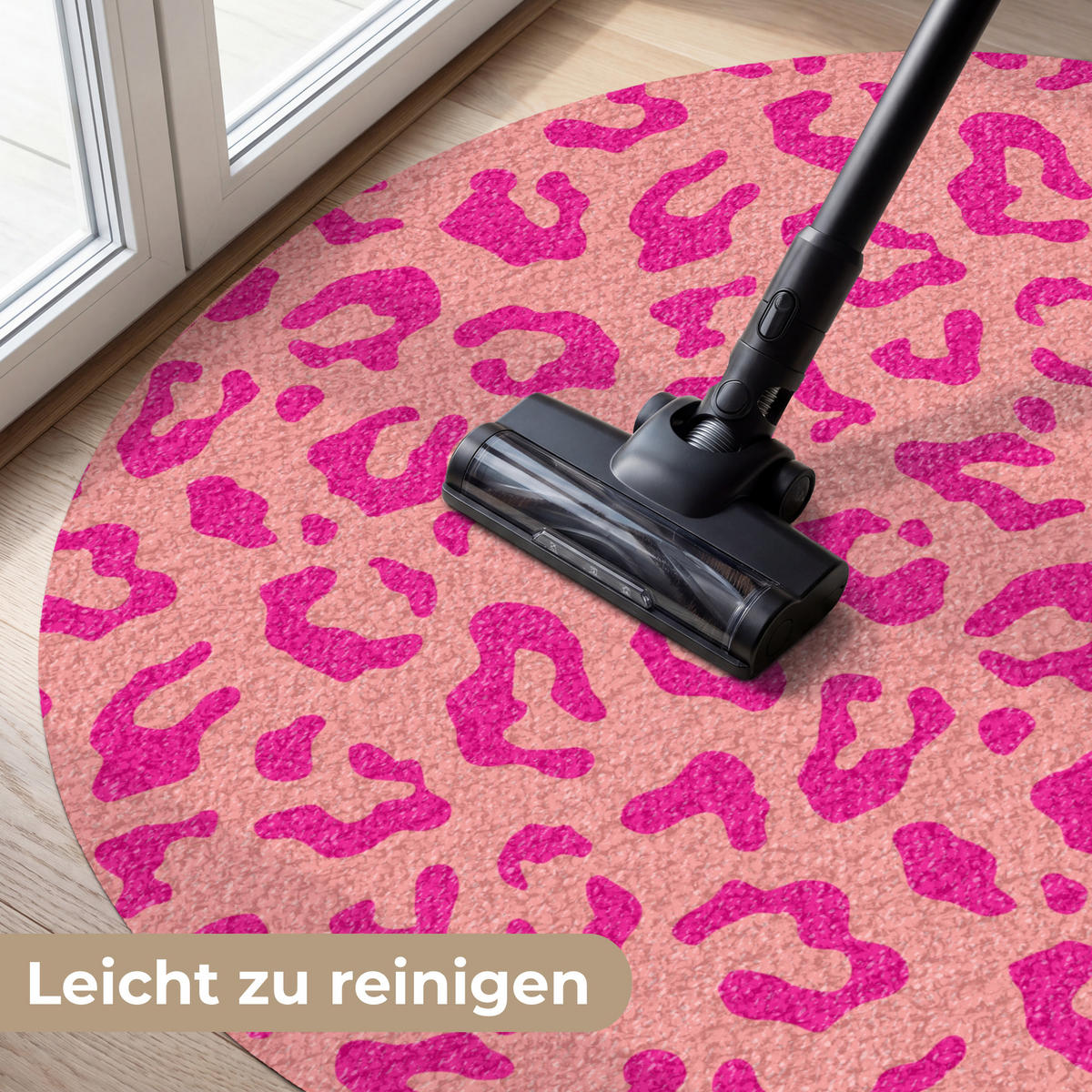 FUSSMATTE Pantherdruck - Rosa - Tierdruck - Minimalistisch Sauberlaufmatte 120x120 cm - Pink, Kunststoff (120/120cm) - MuchoWow