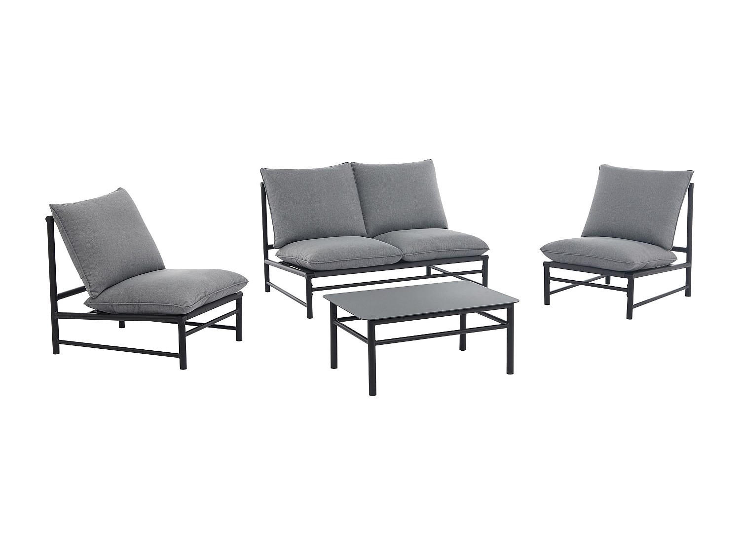 GARTENSITZGRUPPE im Set - 4 -Sitzer - Aluminium - anthrazitgrau - LISMO - Anthrazit, Metall - Vente-Unique