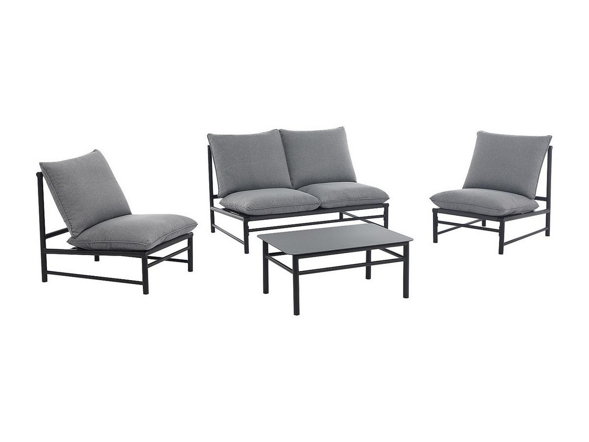 GARTENSITZGRUPPE im Set - 4 -Sitzer - Aluminium - anthrazitgrau - LISMO - Anthrazit, Metall - Vente-Unique