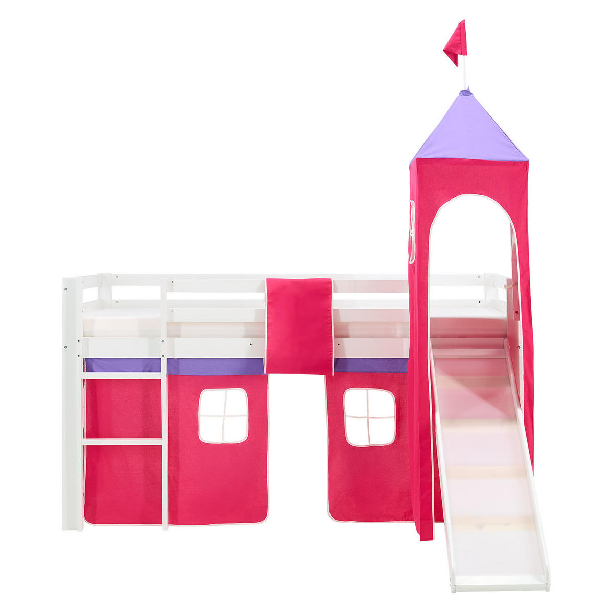 HOCHBETT mit Rutsche Turm 90/200 cm Pink - Pink/Weiß, Holz - Homestyle4u