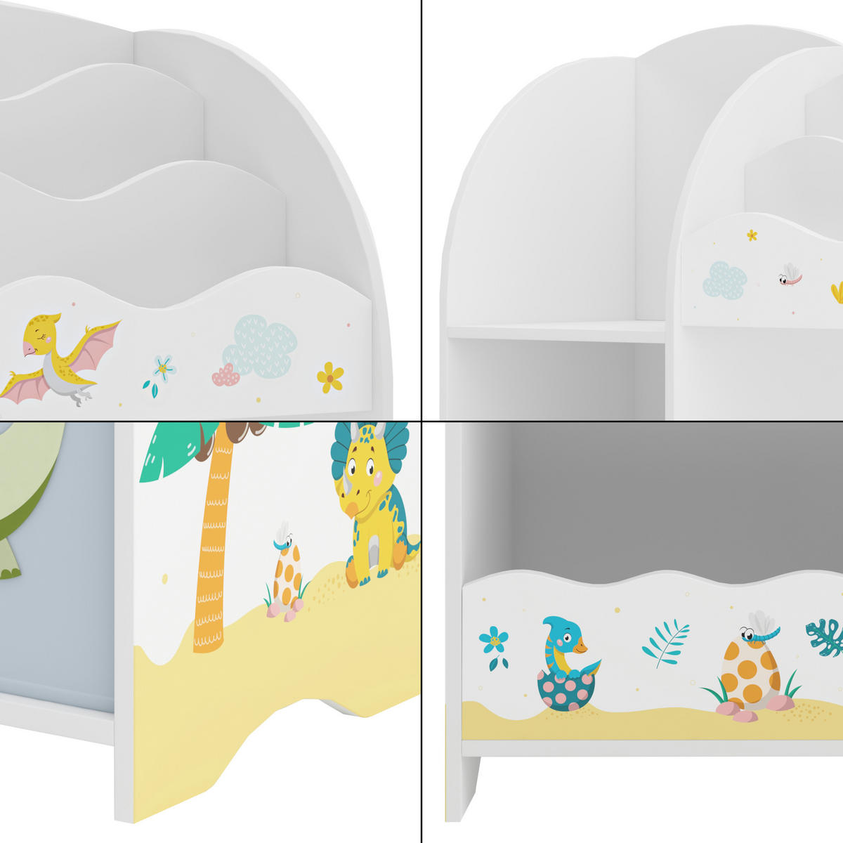 KINDERREGAL Lysekil - Gelb/Weiß, Holzwerkstoff (93/100/30cm) - [en.casa]
