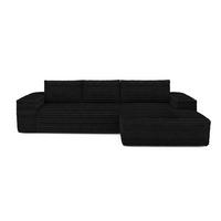 ECKSOFA RECHTS Gerippter Samt Dunkles Anthrazit 302cm - Anthrazit, Textil (302/165cm) - Sia Home