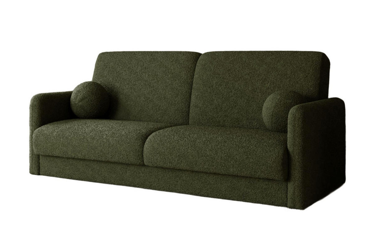 SOFA CLASSY 214cm breit in Boucle Dunkelgrün - Dunkelgrün, Holz/Holzwerkstoff (214/93/100cm) - Deine Möbel 24