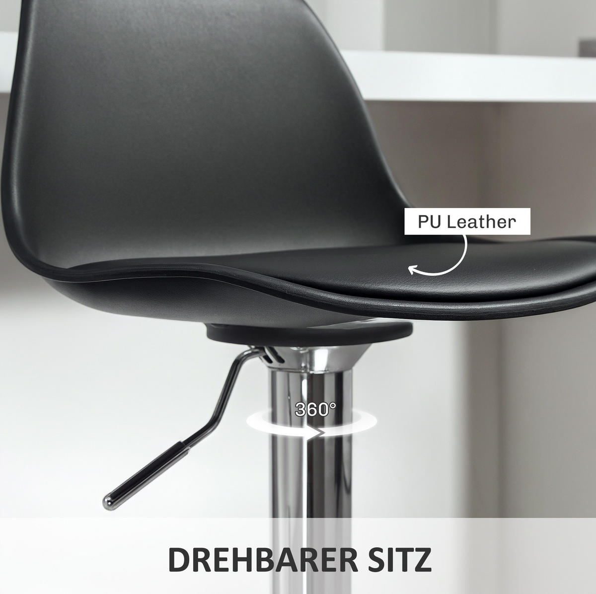 BARHOCKER 2er-Set Schwarz höhenverstellbar und drehbar - Schwarz, Metall (38/104/42cm) - MIVRAY