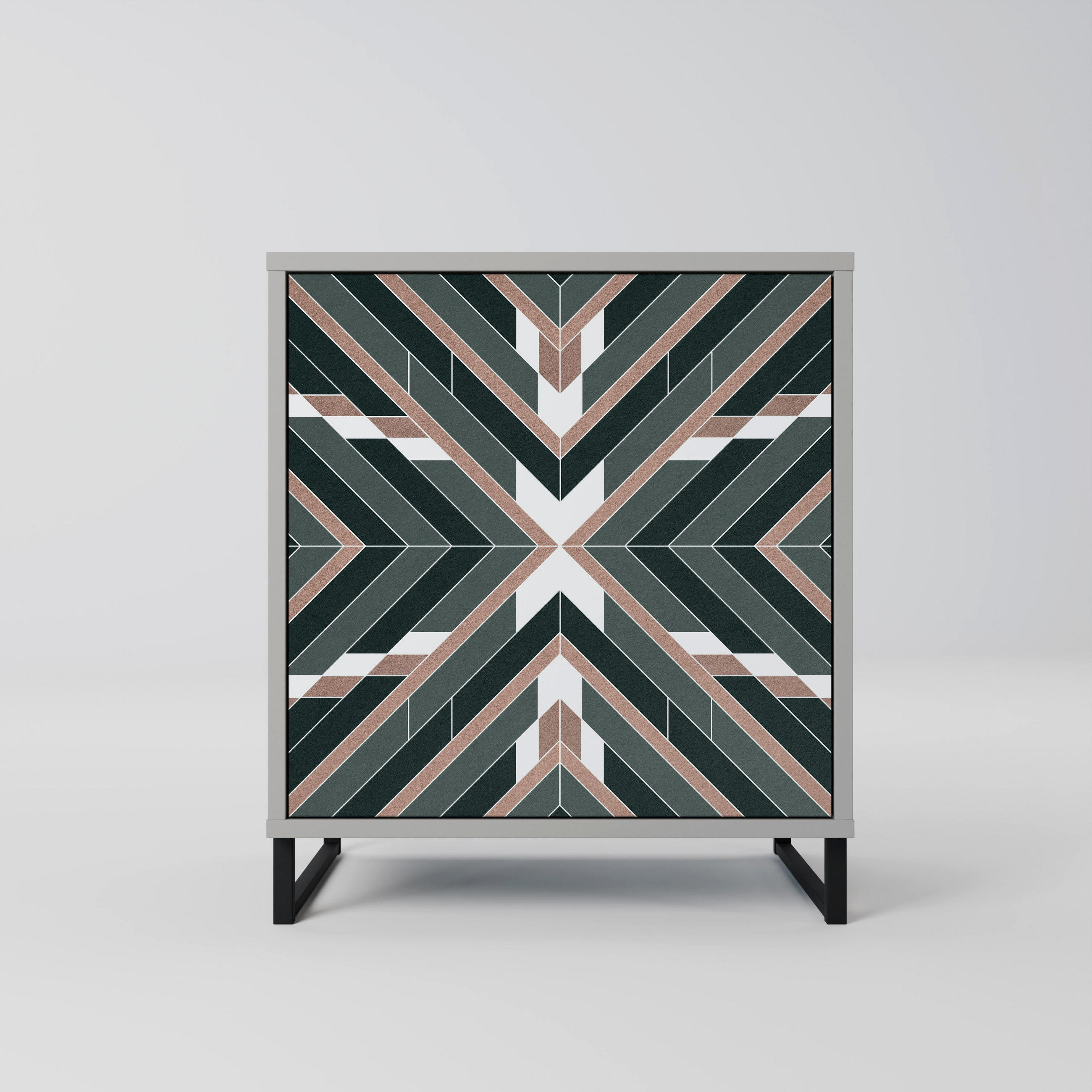 SIDEBOARD DIMENSION DELIGHTS, Grau, 57,5x42x67,5 cm, Schwarze Metall-Rahmenfüße - Multicolor/Schwarz, Holzwerkstoff/Metall (57.5/67.5/42cm) - SpaceRebels
