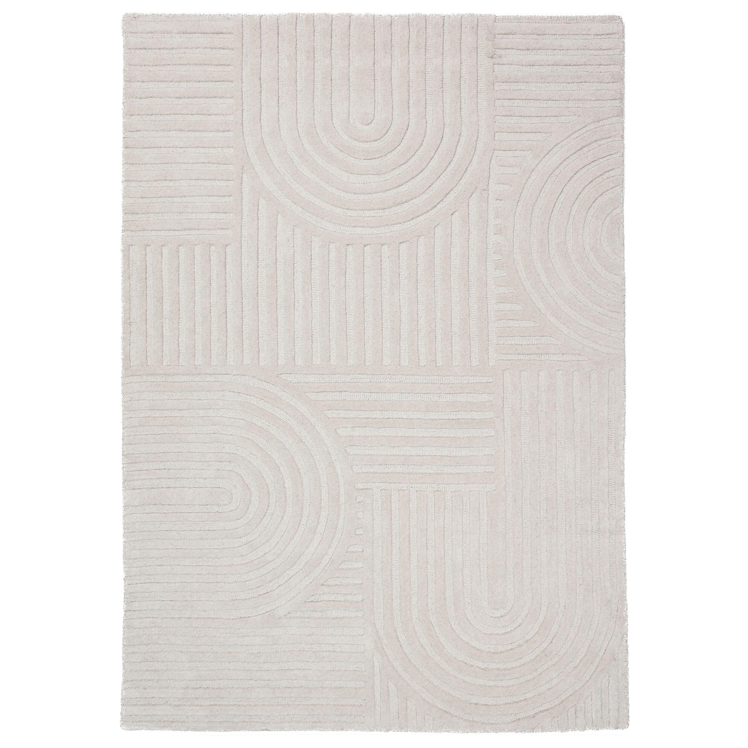 TEPPICH aus Wolle LEVEN in Elfenbein, geometrisch, 120 x 170 cm - Champagner, Textil (120/170cm) - KADIMA DESIGN