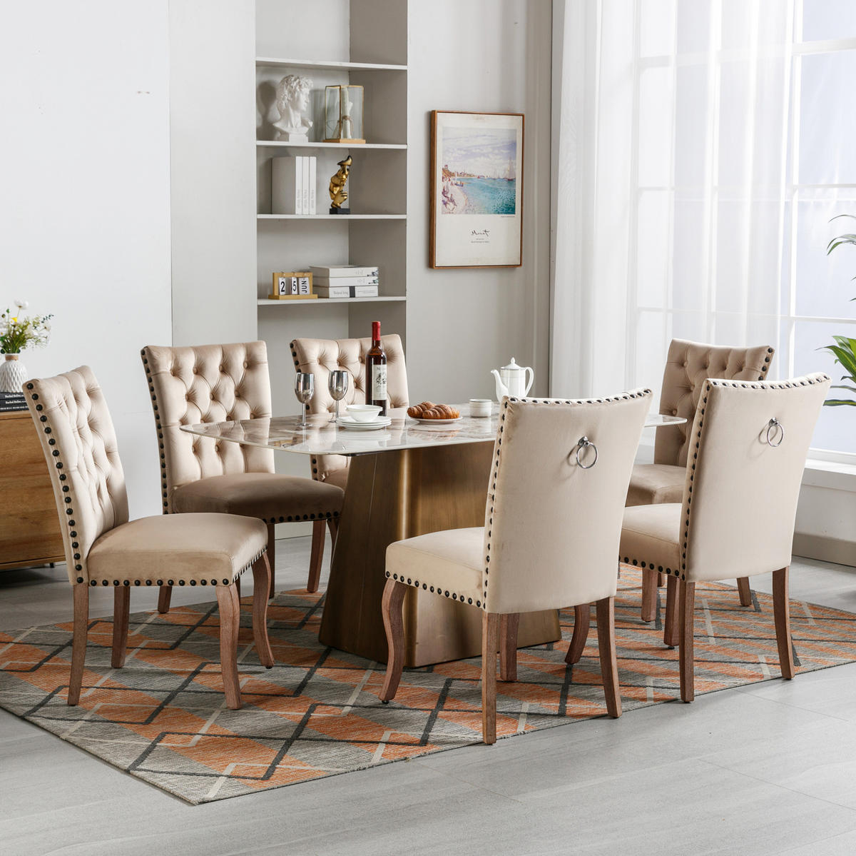 ESSZIMMERSTUHL Samt Massivholzbeine Light Camel - Braun, Holz (63/95/49.2cm) - Meubliv