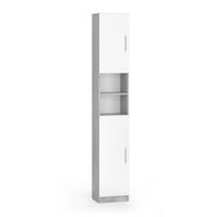 BADSCHRANK Luis Beton 32 x 190 cm - Weiß/Grau, Holzwerkstoff (32/190/25.8cm) - Vicco