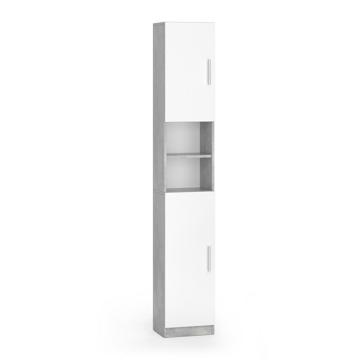 BADSCHRANK Luis Beton 32 x 190 cm - Weiß/Grau, Holzwerkstoff (32/190/25.8cm) - Vicco