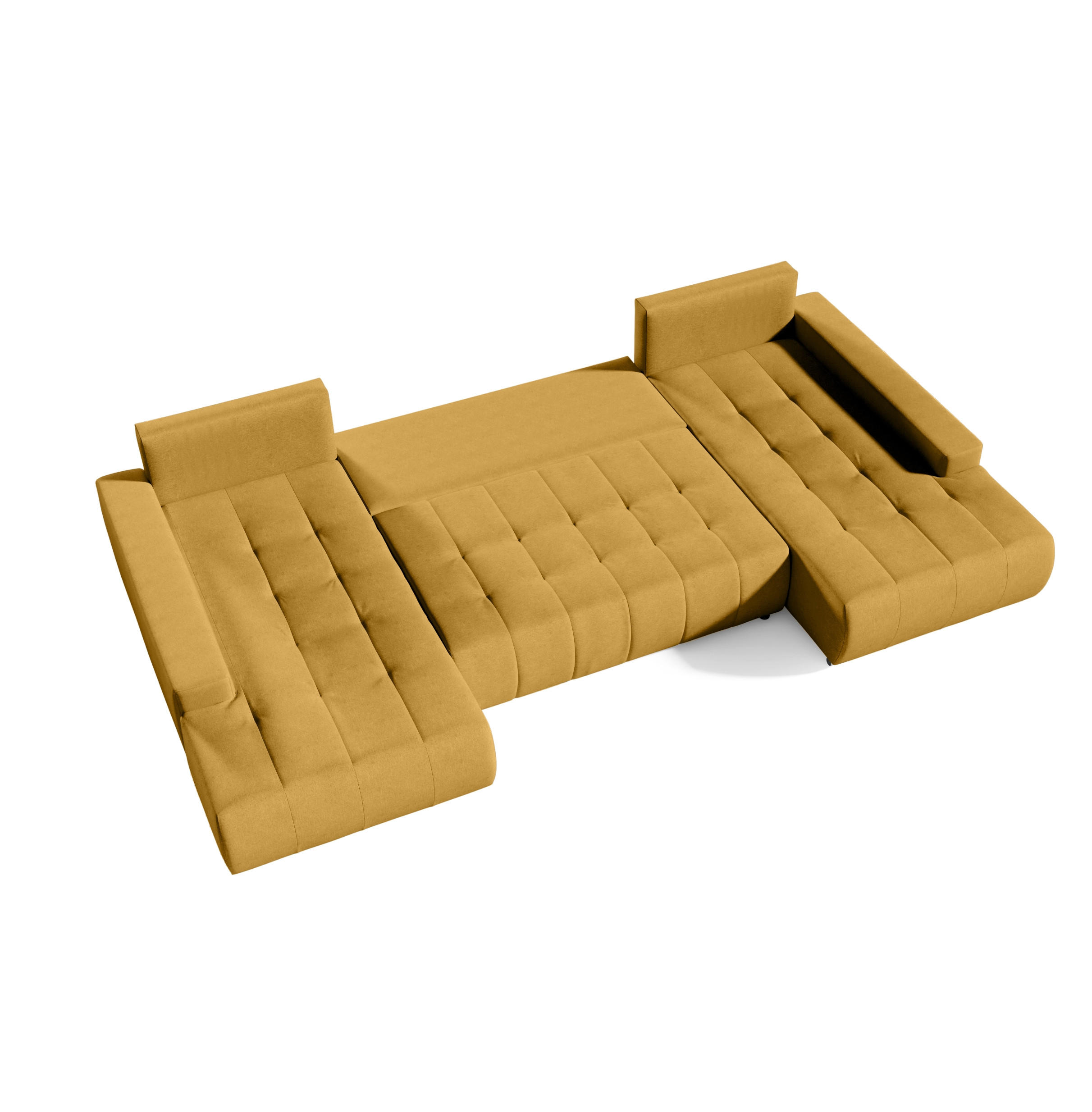 WOHNLANDSCHAFT mit Schlaffunktion Dhaka U, Honig - Honig, Textil (185/85/350cm) - Fedve