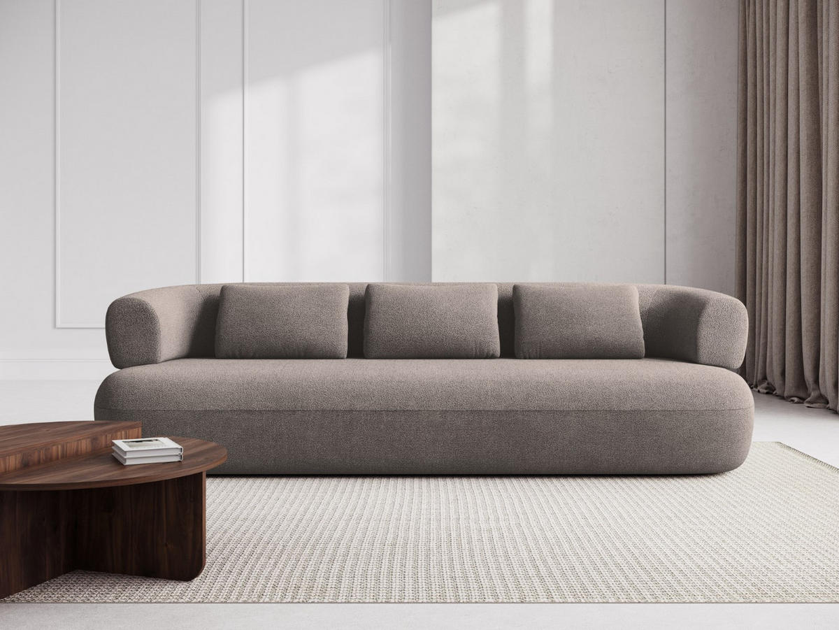 SOFA Jenny aus Boucle hellbraun 4 Sitzplätze - Hellbraun, Textil (90/73/226cm) - Micadoni