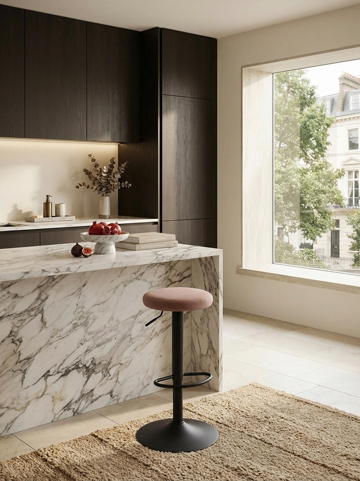 BARHOCKER Höhenverstellbar Eisen Samt Drehbar CAMPANIA, Rosa 40x40x79 cm - Pink/Schwarz, Textil/Metall (40/79/40cm) - KADIMA DESIGN