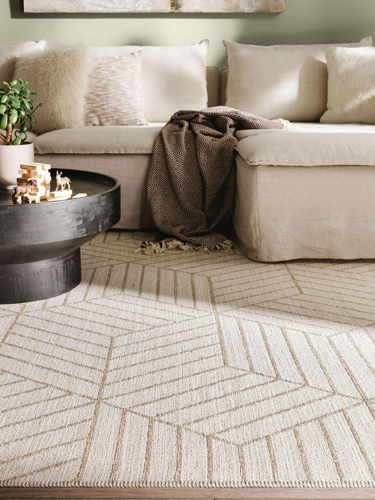 FLACHGEWEBETEPPICH Elena Cream/Beige 200x290 cm - Creme, Textil (200/290cm) - benuta Nest