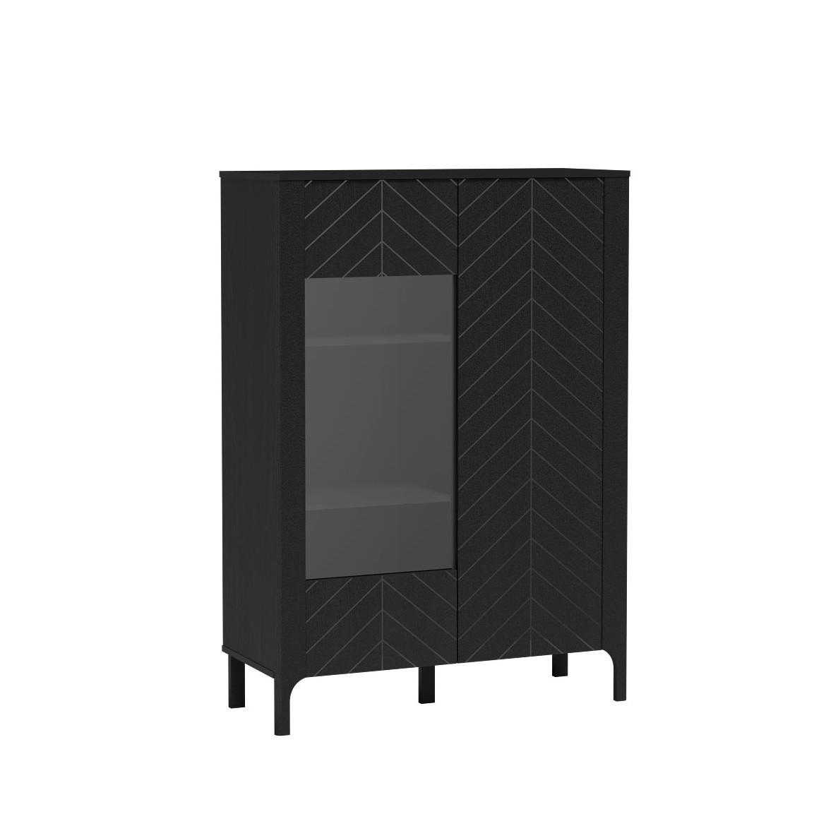 VITRINE ALICANTE 145 / 103 cm in Schwarz - Schwarz, Holzwerkstoff (103/145/40.5cm) - MASSENO