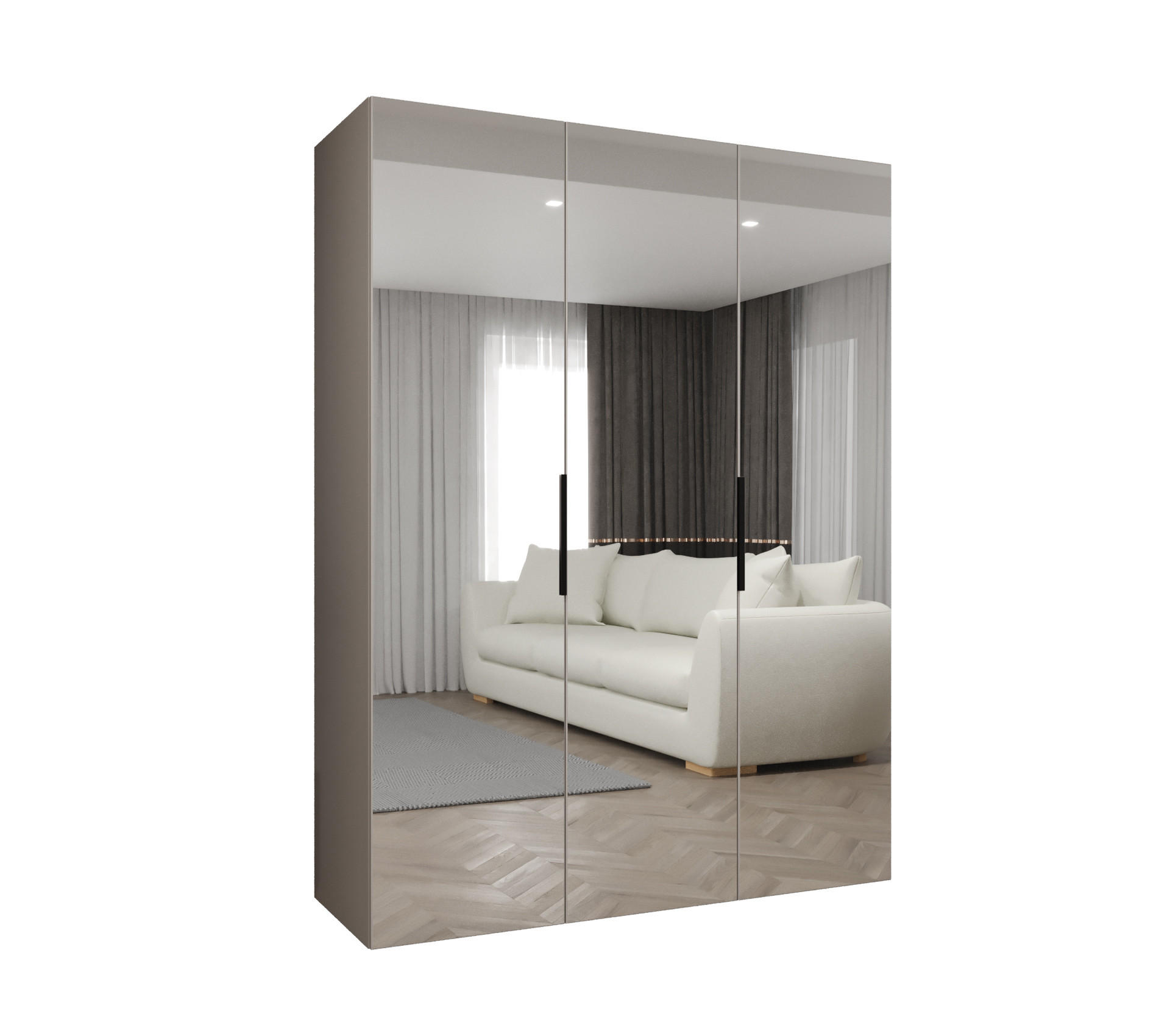 Möbel Kryspol Drehtürenschrank Kaschmir, Schwarz 150x202x52 cm
