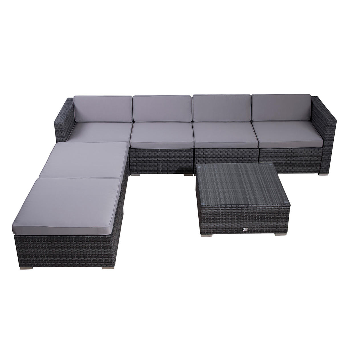LUGANO Polyrattan Lounge Grau - Grau, Kunststoff - SVITA