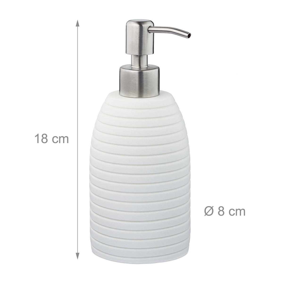 SEIFENSPENDER Weiß Polyresin 300 ml - Weiß, Kunststoff/Metall (8/18/8cm) - Relaxdays