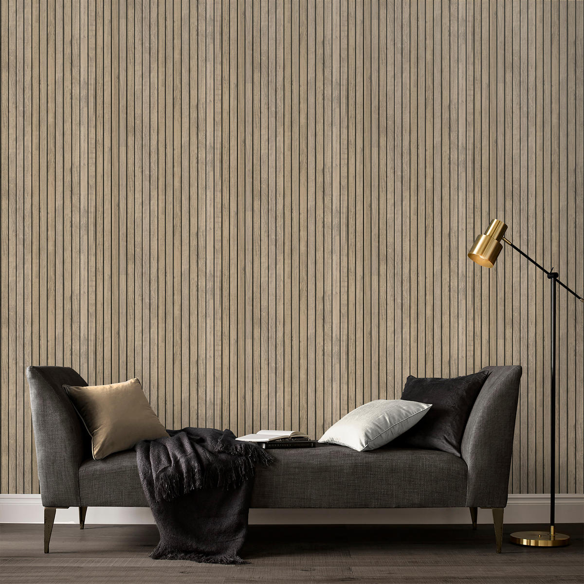 VLIESTAPETE - Lattenrost Eiche Wand 10mx53cm - Braun, Papier/Kunststoff (53/1000cm) - Superfresco Easy