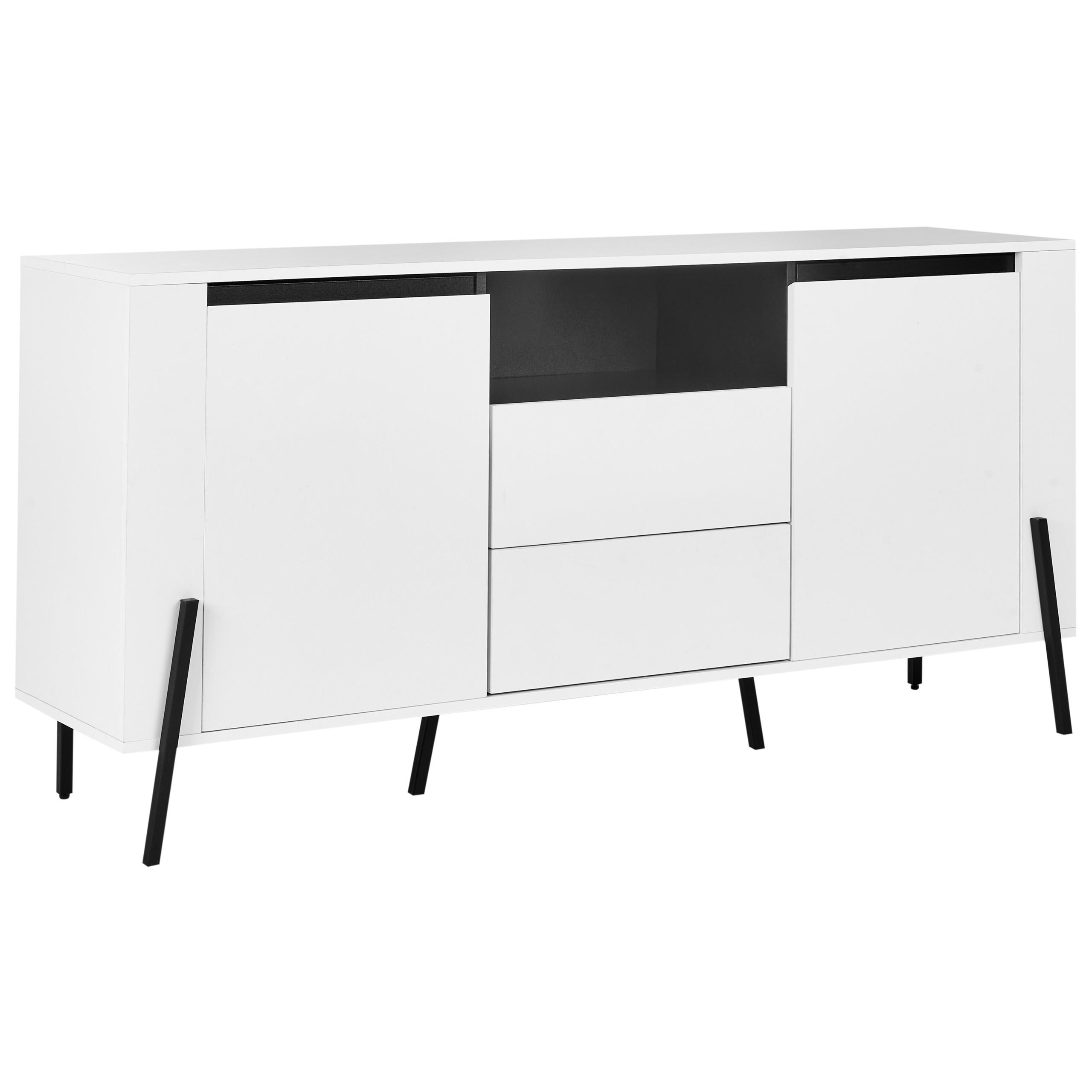 SIDEBOARD se 2 dveřmi Bílý Blackpool - bílá, kompozitní dřevo (160/76/39cm) - Beliani