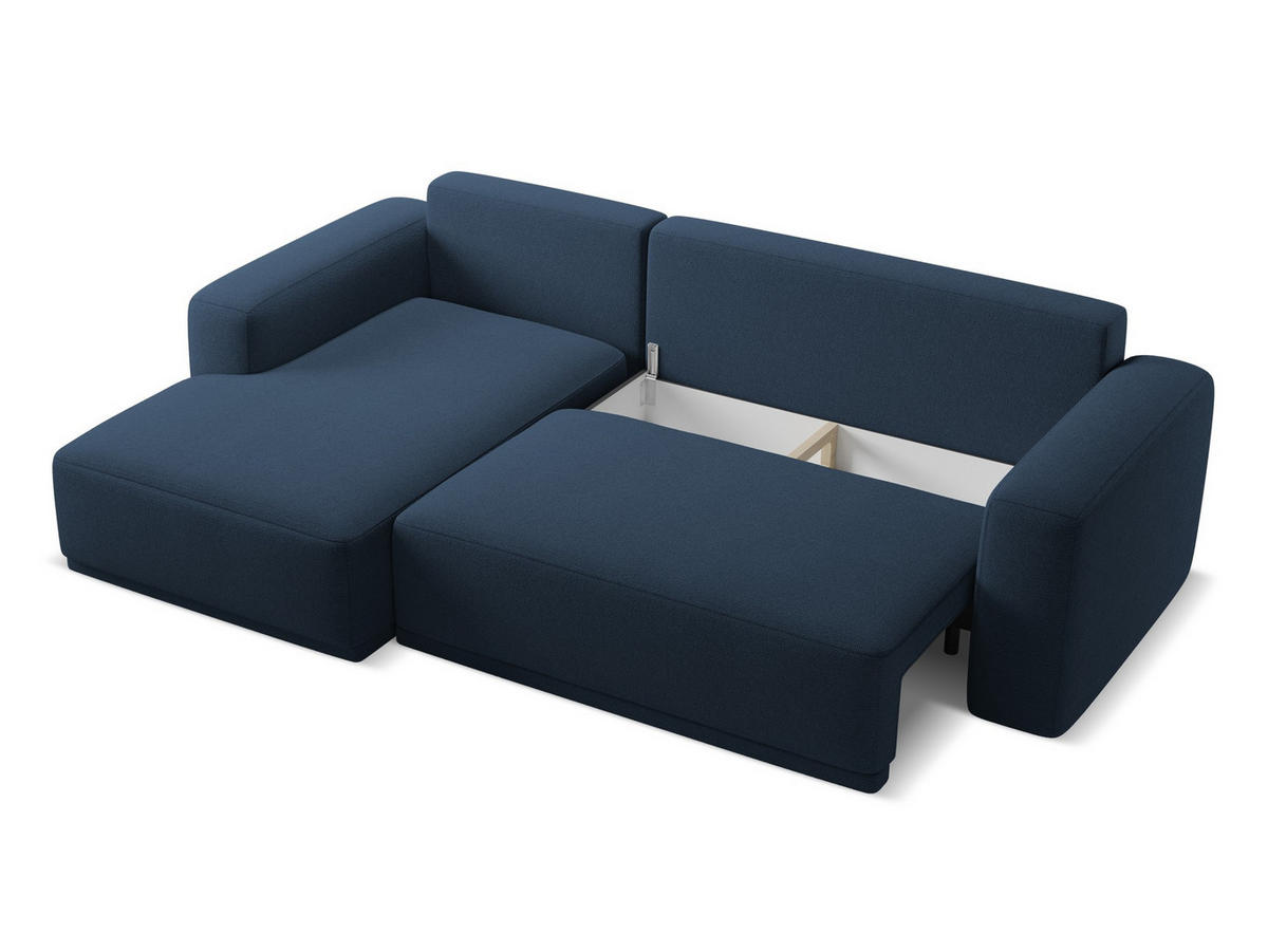 ECKSOFA mit Schlaffunktion Chenille Stoff Blau - Blau/Schwarz, Kunststoff/Textil (160/258cm) - Makamii
