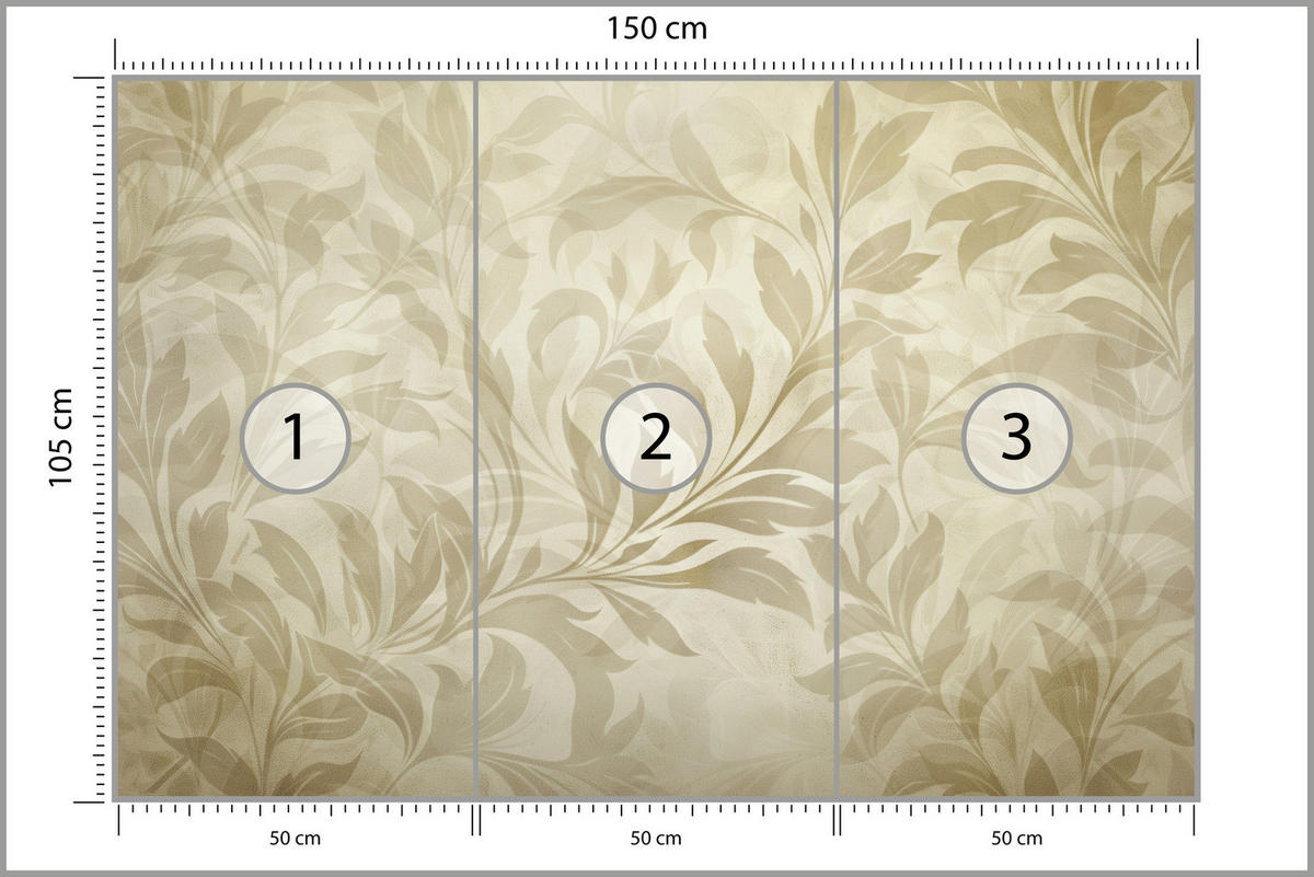 FOTOTAPETE für Schlafzimmer Blätter Pflanzen Natur 150x105 - Beige/Braun, Papier (150/105cm) - Muralo