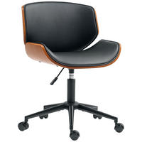 HOMEOFFICE Stuhl aus Kunstleder höhenverstellbar Drehstuhl bis 135 kg belastbar 52 x 54 x 74-84 cm Schwarz+Walnussbraun - Schwarz, Leder (52/84/54cm)