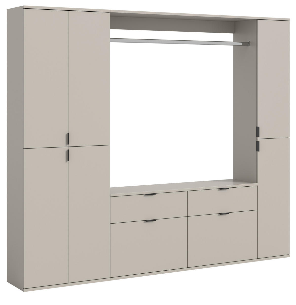 GARDEROBEN-SET Kaschmir 212 x 193 cm, Garderobenschrank mit viel Stauraum - Kaschmir/Schwarz, Holzwerkstoff/Metall (212/193/34cm) - Inn.Furn