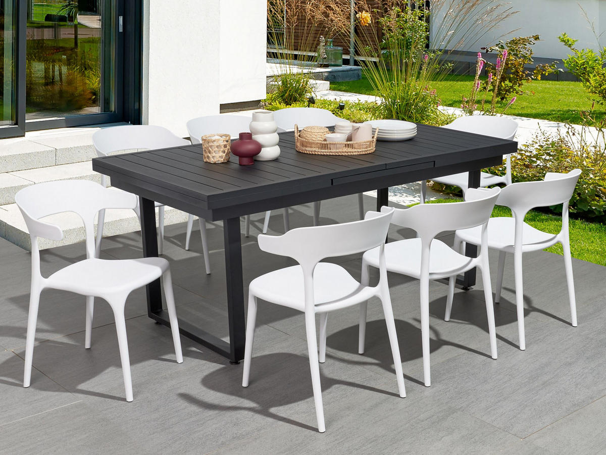 GARTENSTÜHLE 8er-Set Kunststoff weiß Gubbio - Weiß, Kunststoff (50/76/49cm) - Beliani