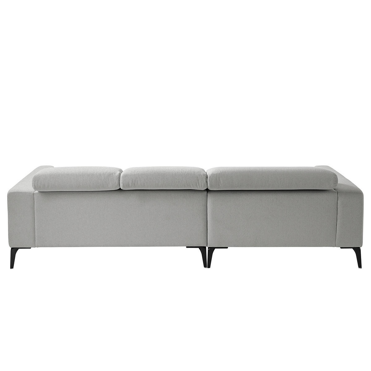 ECKSOFA mit Longchair - Hellgrau/Schwarz, Textil/Metall (265/180cm) - home24