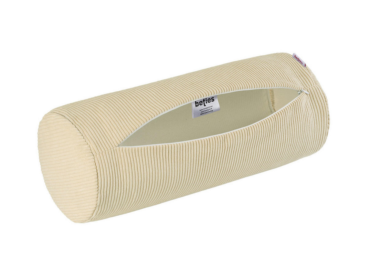 NACKENROLLENHÜLLE HYggelig No.1 kreide-beige Cord-Samt 40/15 cm - Beige, Textil (15/40cm) - beties Heimtextil