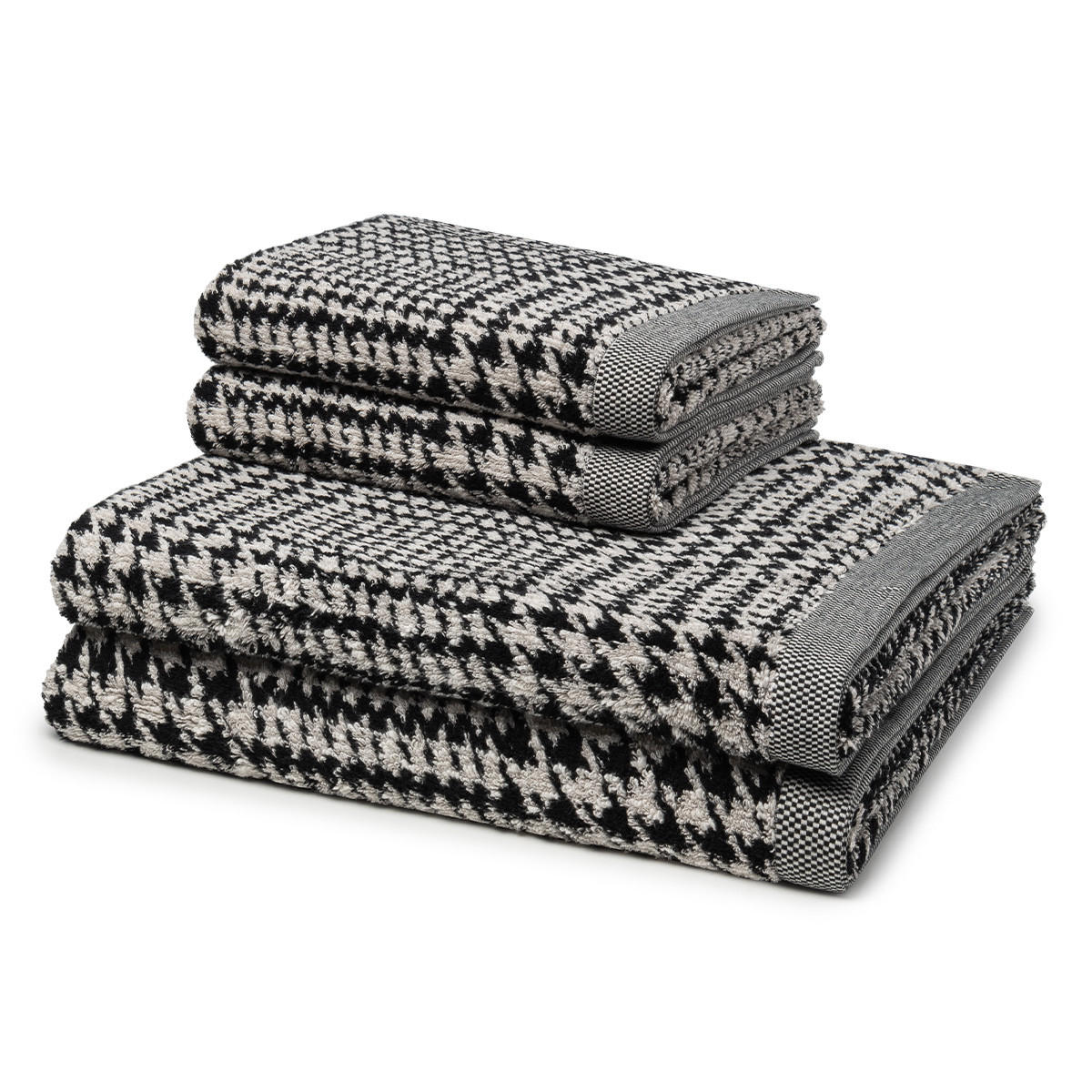 FROTTIERSET Brooklyn Glencheck 4-teilig - Schwarz, Textil (50/100cm) - MÖVE