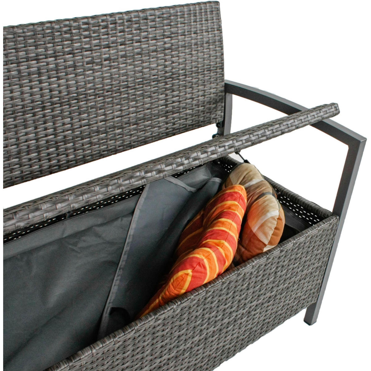 PARKBANK Wouter mit Ablagefach Dunkelgrau Gartenbank - Dunkelgrau, Kunststoff (117/86/58cm) - DELUKE