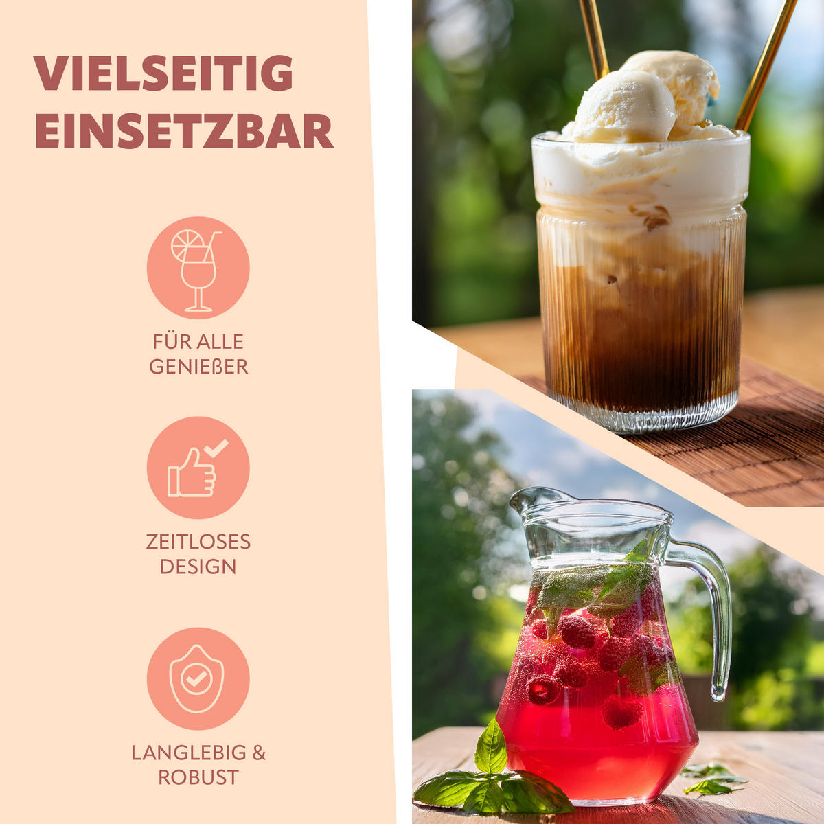 GLAS-TRINKHALME 6er-Set, Borosilikatglas - Multicolor, Glas (0.8/15cm) - bremermann