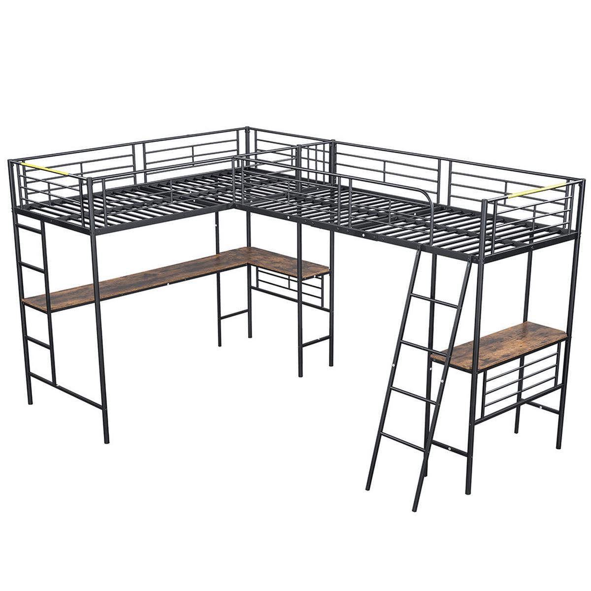 HOCHBETT 90/200 cm in Schwarz mit Doppeltreppe - Schwarz, Metall (90/200cm) - KOMHTOM