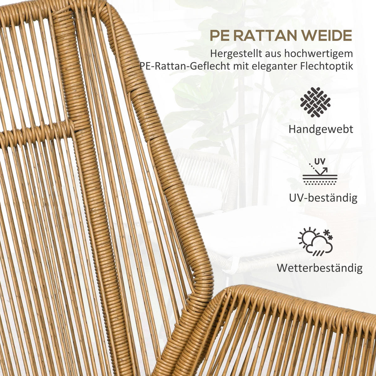 GARTENMÖBEL Set, Polyester, Naturholz - Naturfarben, Kunststoff - Outsunny
