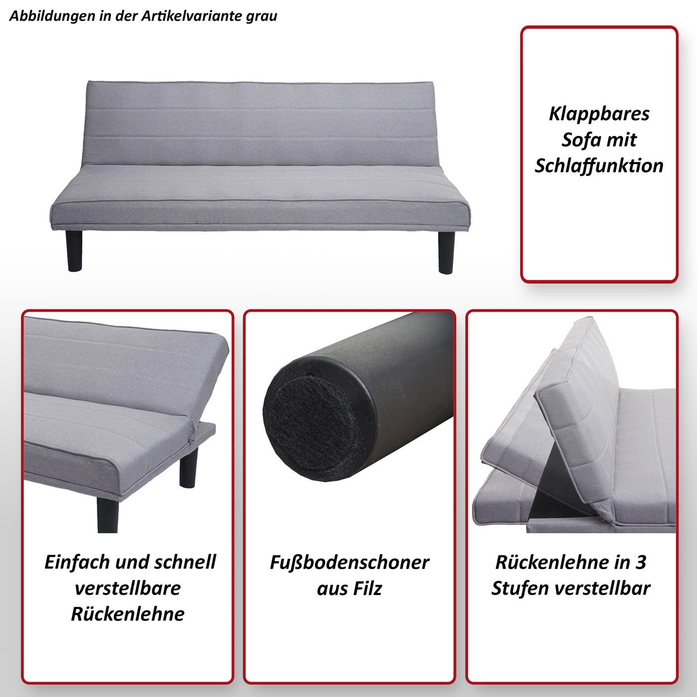 SCHLAFSOFA Anthrazit - Anthrazit, Textil (165/72/78cm) - MCW