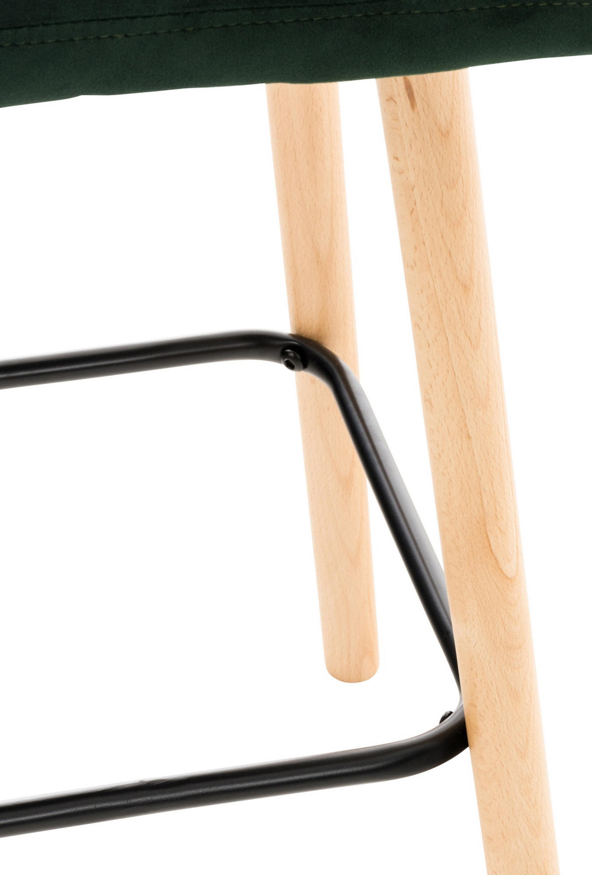 BARHOCKER Samt Grün - Eukalyptusholzfarben/Grün, Holz/Textil (42/94/49cm) - CLP