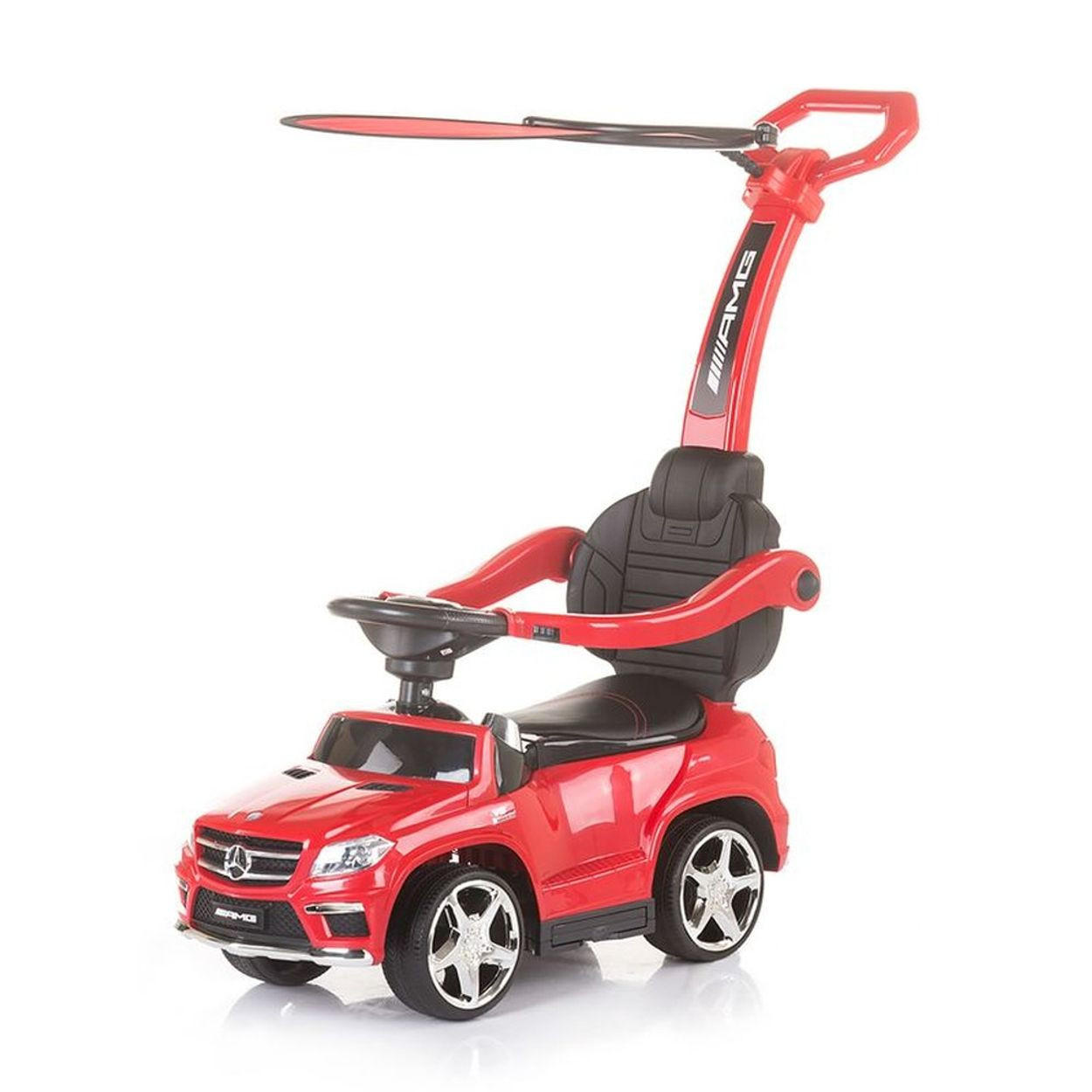 RUTSCHER Mercedes Benz GL63 AMG 3 in 1 rot AMG 3 in 1, Schubstange, Ledersitz, Dach - Rot, Kunststoff (89/28/89cm) - Chipolino