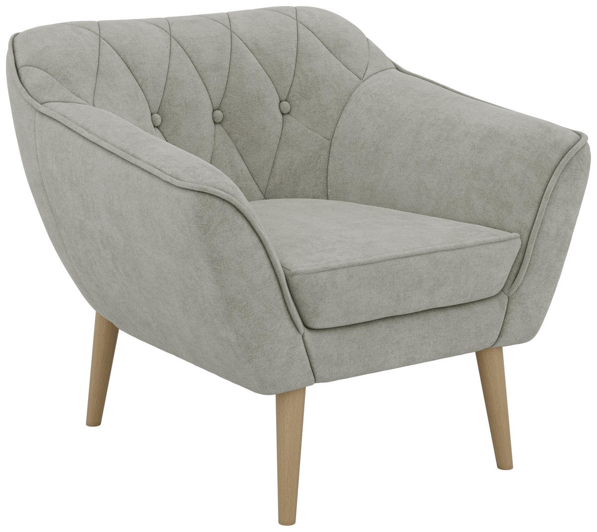 KŘESLO PIRS - Světle šedá Strukturovaná látka - Dřevěné nohy - stříbrná/světle šedá, kompozitní dřevo/textil (80/75/74cm) - MKS