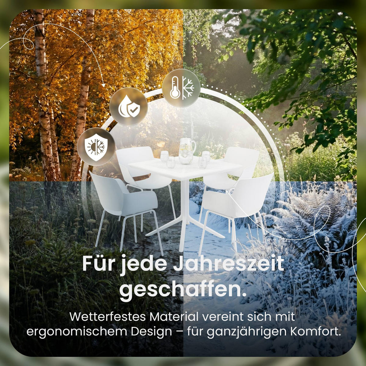 GARTENSITZGRUPPE 4 Kunststoff Weiß - Weiß, Kunststoff - CLP