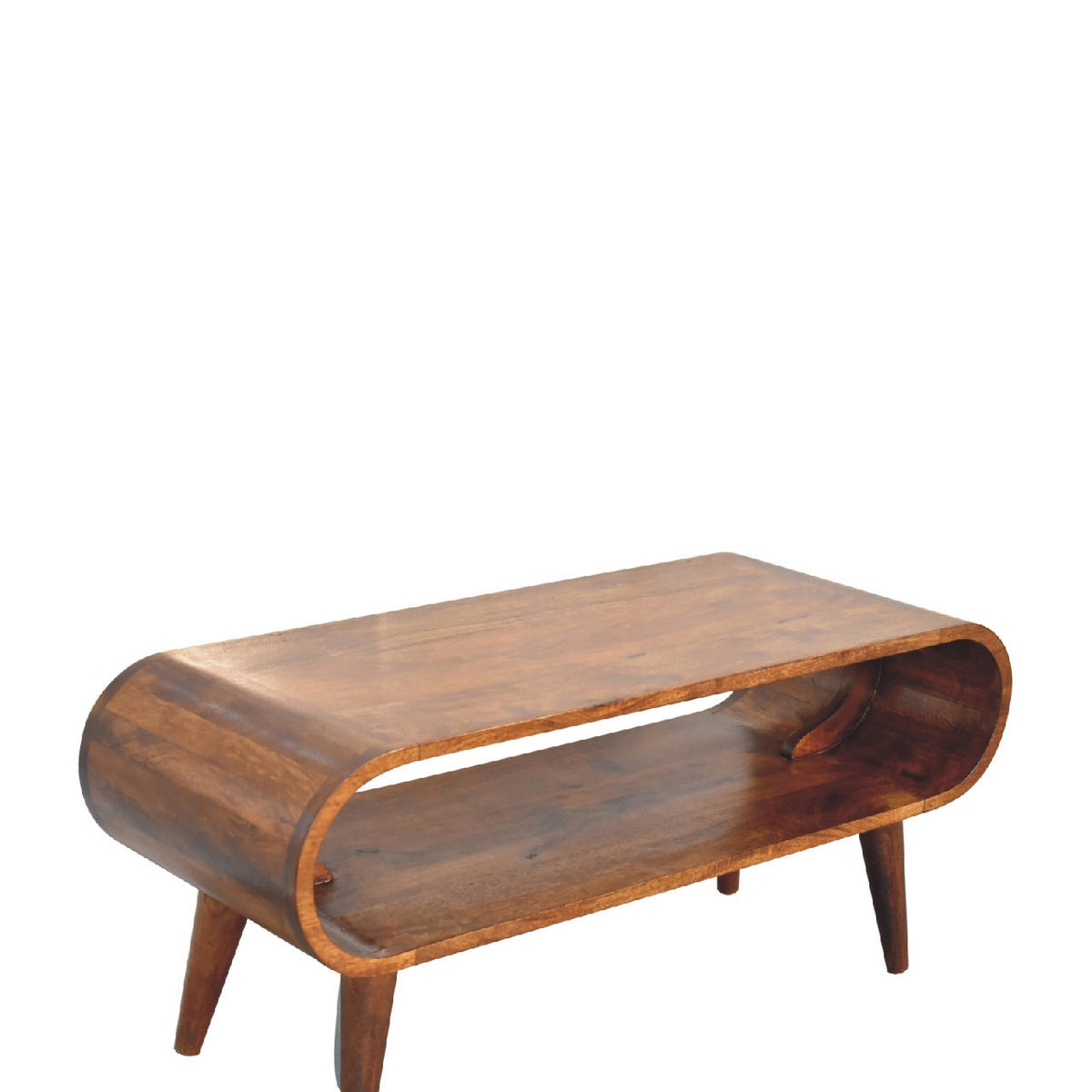 COUCHTISCH aus Massivholz - Kastanienfarben/Messingfarben, Holz/Metall (35/90/40cm) - Artisan Furniture