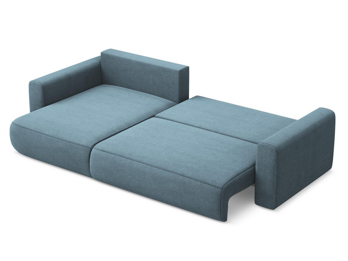 ECKSOFA mit Schlaffunktion Strukturstoff Stoff Blau - Blau/Schwarz, Kunststoff/Textil (149/278cm) - Makamii
