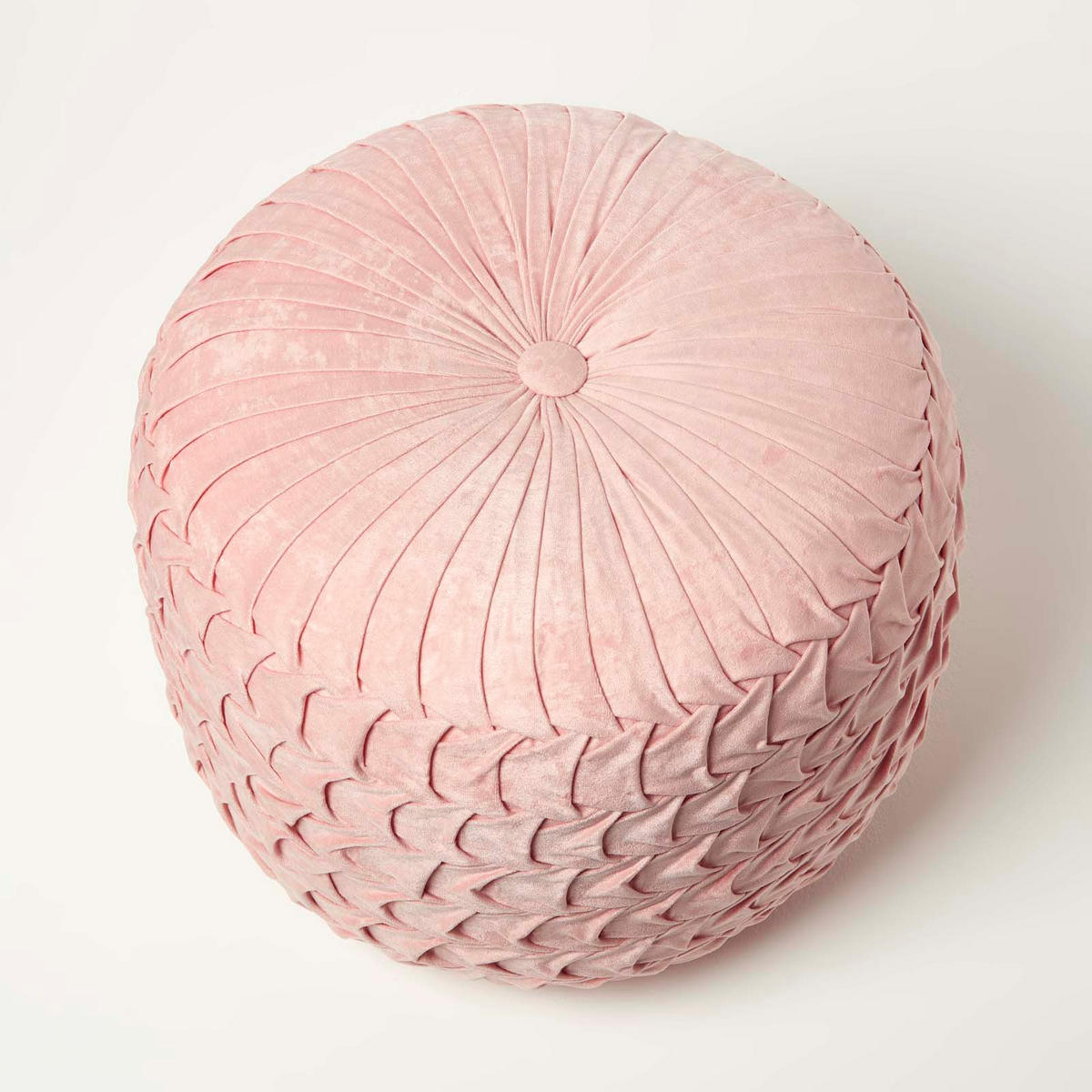 SAMT-POUF Grace rosa, plissiert in Flechtoptik, 50/50/35 cm - Altrosa, Textil (50/35/50cm) - Homescapes