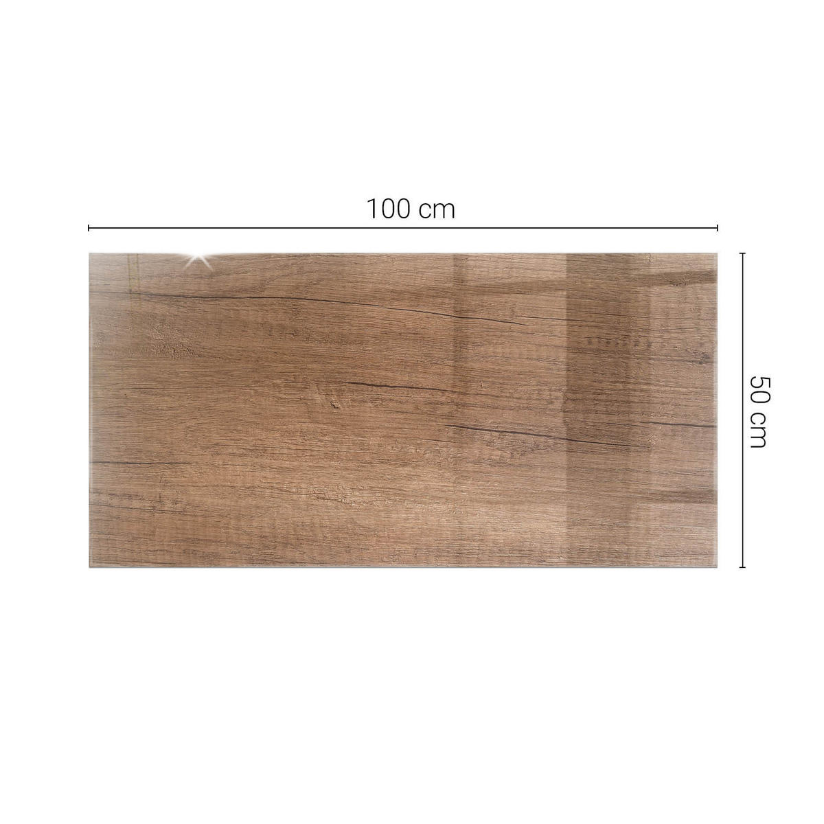 TISCHPLATTE 100x50 cm Holzoptik Natur - Hellbraun/Braun, Glas (100/50/0.4cm) - TULUP
