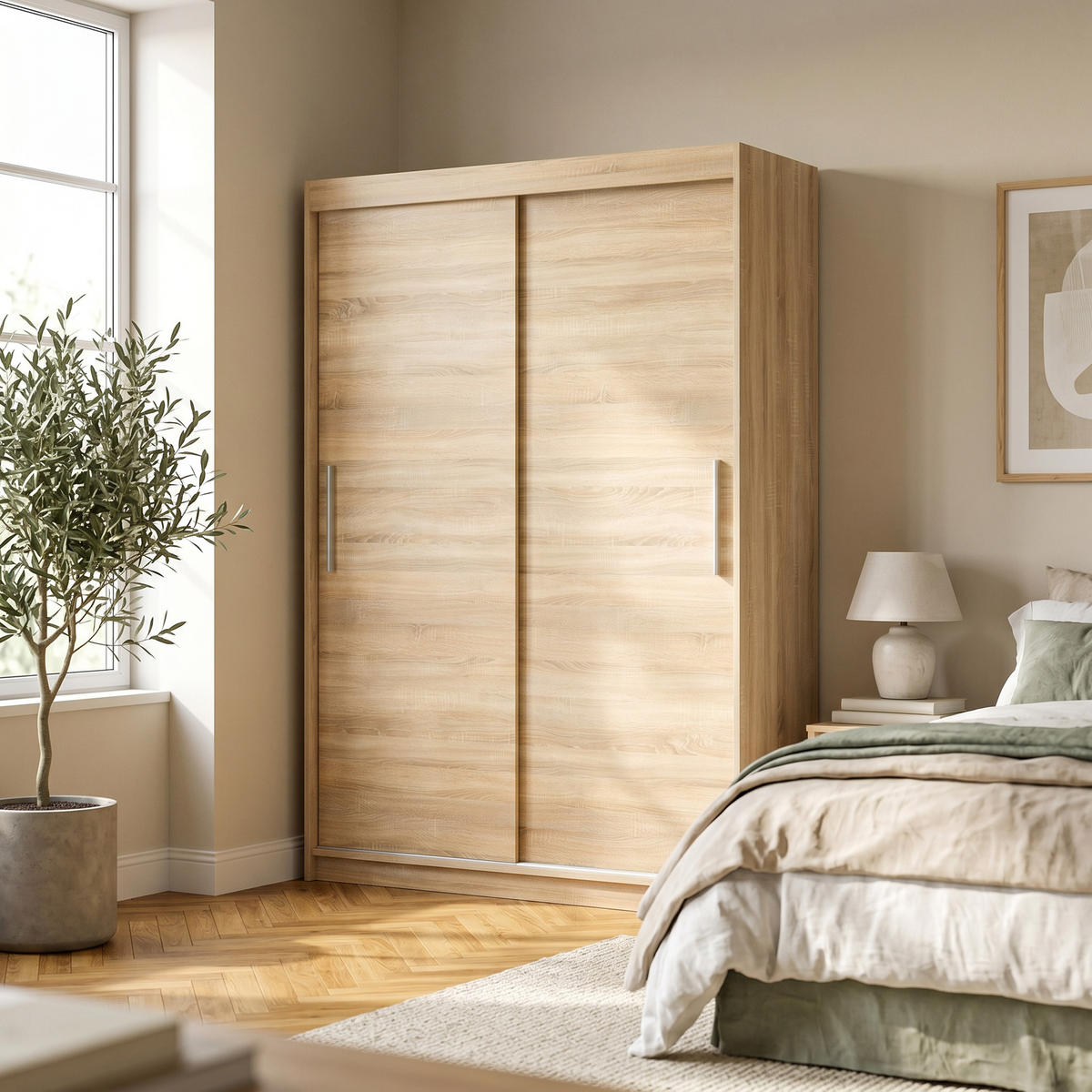 SCHWEBETÜRENSCHRANK VIVA 180/215,5/59cm 2-türig Sonoma Eiche - Sonoma Eiche, Holzwerkstoff (180/215.5/59cm) - MASSENO