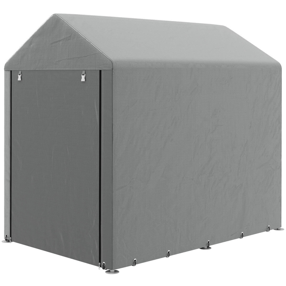 GARTENHAUS 2 Fächer, Tür mit Reißverschluss, wasserdicht, UV-beständig 1,2 x 1,8 x 1,65 m ,hellgrau - Hellgrau, Metall (179/165/120cm) - Vallsero